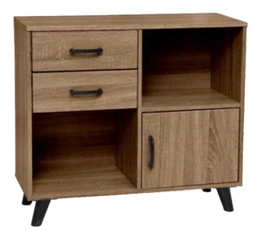 MOBILETTO SCAFFALE LIBRERIA BASSA ARMADIETTO NOCE ANTA CASSETTI RIPIANI 80*30*70 - Foto 1 di 7