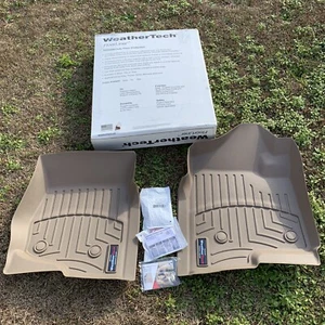 Weather Tech Floor Mats Liners 1st Row Tan Plus 2 Tech Grip II Kits - Picture 1 of 14