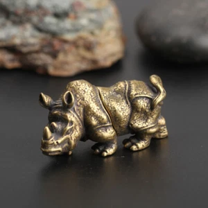 Chinese Collection Asian Antique Collectible Brass rhinoceros Exquisite statue - Picture 1 of 5