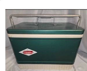 Rare Vintage Coleman Metal Cooler Green Diamond Snowlite & handle lock MCM 60s - Bild 1 von 12