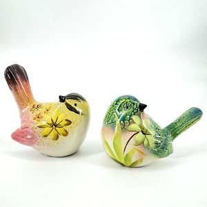 Set 2 uccellini floreali vintage Ganz dipinti a mano rosa turchese Love Birds - Foto 1 di 6
