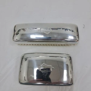 Vintage Men's Clothes Brush Art Deco Chrome Pair Set Silver Tone - Picture 1 of 5