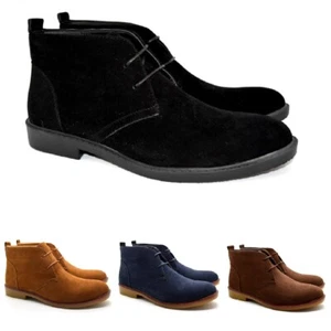 HERREN SCHNÜRLEDER KUNSTWILDLEDER WÜSTENKNÖCHEL CHUKKA STIEFEL SMART FREIZEIT KLEID SCHUHE GRÖSSE - Bild 1 von 34