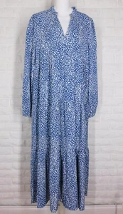 AFFECTION Tiered Boho Prairie Dress Blue White Abstract Animal Print New Medium - Picture 1 of 5
