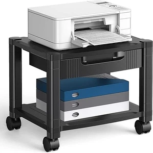 Printer Stand with Cable Management & Storage Drawer, Locking Wheels, 14.1" - Picture 1 of 5
