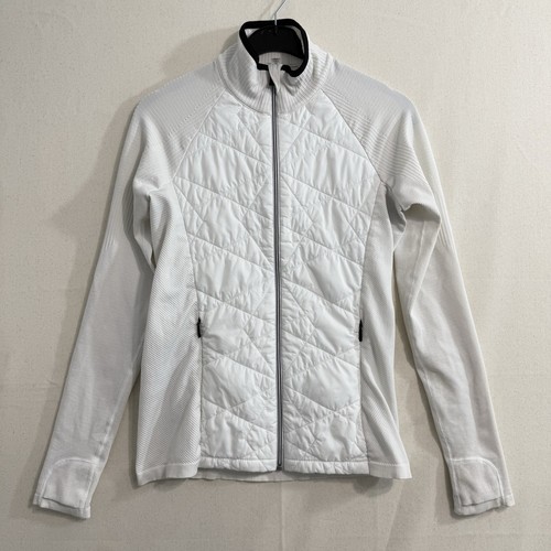 OFF WHITE Giacca Athleta trapuntata piccola giacca cappotto zip bianco avorio