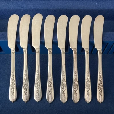 De colección 8 piezas. CUCHILLOS MANTEQUILLA NOBLEZA "ROSA REAL" CUBIERTOS PLATEADOS... 6 1/2" Foto 1 de 4