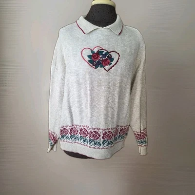 Vintage Chelsea Gardens XL Floral Embroidered Knit Sweater - Image 1 of 4