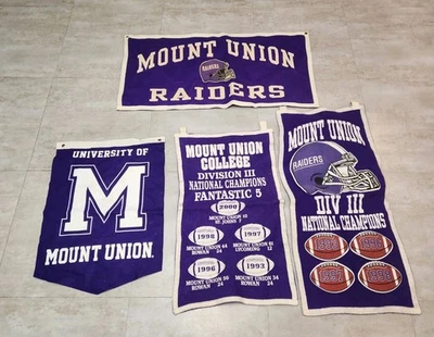 Lote de banner de feltro Mount Union Raiders National Championship Collegiate Pacific  - Imagem 1 de 4