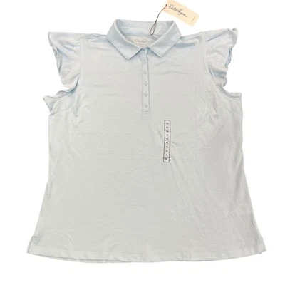 Camisa polo de golf Walter Hagen XL para mujer Club House manga aleteada azul nueva con etiquetas Foto 1 de 4