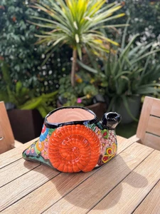 Maceta de caracoles Talavera: auténtica cerámica mexicana pintada a mano - Imagen 1 de 10