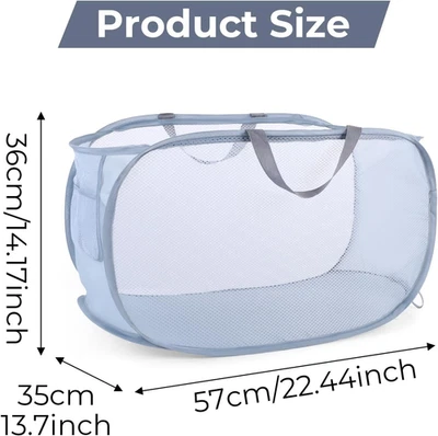 Mesh Popup Laundry Hamper Laundry Baskets with Side Pocket Foldable Dirty Clo... - Image 1 of 4