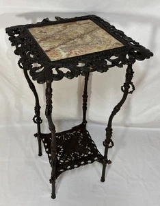 Antique Victorian National Brass & Iron Work Onyx Iron Plant Stand Table NB &IW - Picture 1 of 19