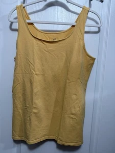 J Jill Perfect Tank Womens L Yellow Sleeveless Cotton Stretch Casual Top Classic - Picture 1 of 11
