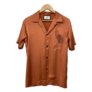 MIHARA YASUHIRO Leaf Embroidered Open Collar Shirt Size 44 Orange Polyester - Picture 1 of 5