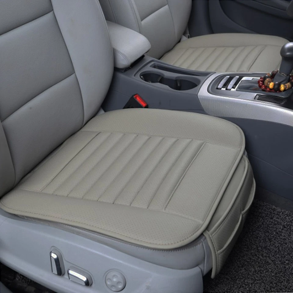 2pcs Car Front Cover Seat Protector Breathable PU Leather Pad Chair Cushion Gray Foto 1 de 4