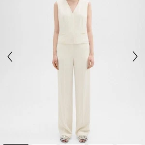 Pantalones Theory Cintura Alta Pierna Ancha Marfil Almirante Rayas Crepé Carrera Negocios Oficina 4 Nuevos con Etiquetas - Imagen 1 de 24