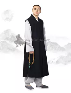 Abito buddista spesso cotone abito monaco shaolin wudang tai chi kung fu gilet - Foto 1 di 13