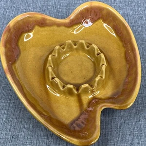 Vintage MCM Ashtray Drip Glaze Pottery Atomic Yellow Brown Orange READ - Picture 1 of 11