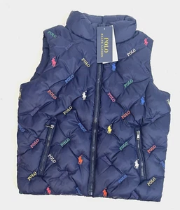 Polo Ralph Lauren Down Little Girl's Sz 6 / 6X Navy Logo Down Vest NEW - Picture 1 of 10