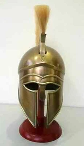 Medieval Greek CORINTHIAN Helmet With Plume Knight Spartan With Stand - Picture 1 of 3