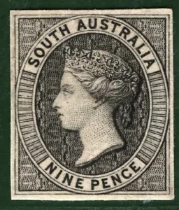 SOUTH AUSTRALIA State QV Stamp 9d *DIE PROOF* (1860) Perkins Bacon RARE B2WHITE2 - Picture 1 of 6