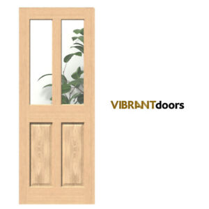 Traditional Victorian Oak 4 Panel Clear Glazed Internal Door - Brand New