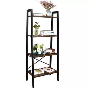 Multifunctional 4 Shelf Bookcase Ladder Plant Flower Stand Rack Storage Brown - Picture 1 of 9