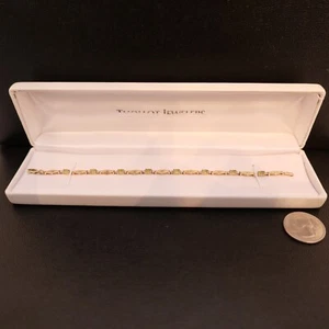 S. Kasha & Sons Light Green Peridot / Diamond Tennis Bracelet 14k Yellow Gold 7" - Picture 1 of 7