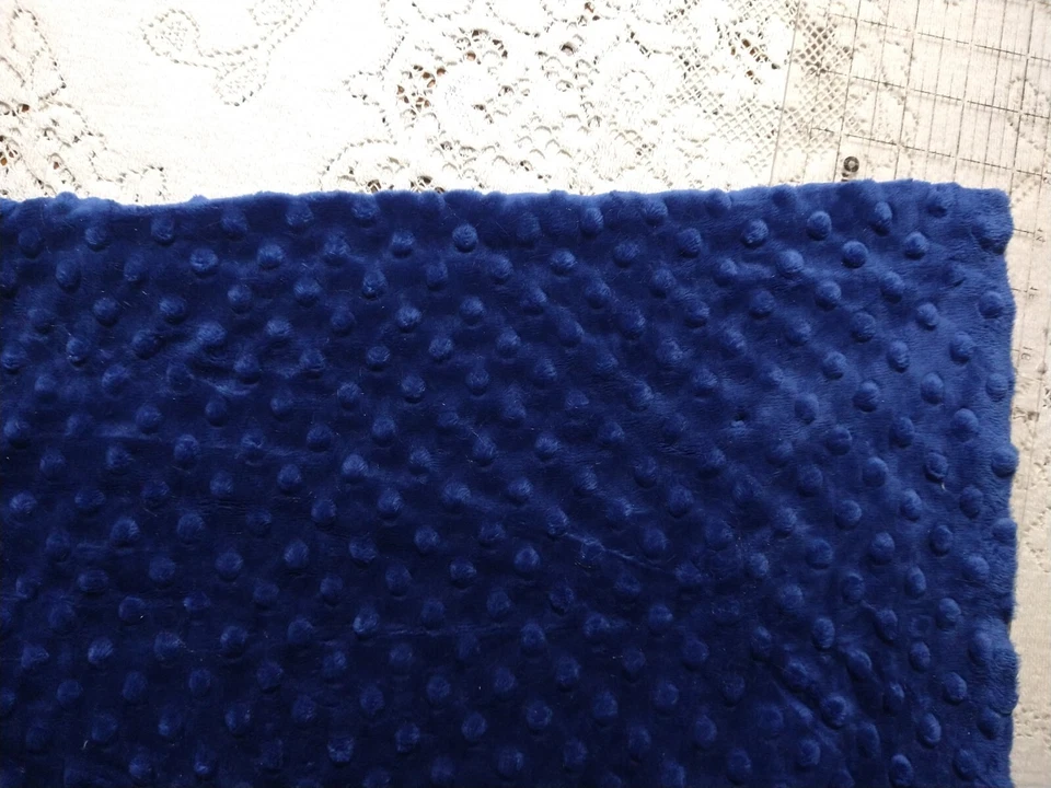 Remnant Minky Dimple Dot Fabric Plush Navy Blue 42" Long x 16" Wide - Image 1 of 3