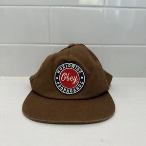 OBEY Worldwide Propaganda Brown Cap Hat SnapBack Cotton One Size - Picture 1 of 11