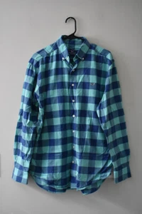 Vineyard Vines Men's Long Sleeve Blue Green Button Up Whale Shirt Size Medium  - Picture 1 of 7