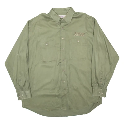 WRANGLER Rugged Wear Mens Plain Shirt Green Long Sleeve 2XL - Image 1 of 4