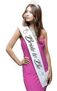 White Satin Bride to be Sash Girls Hen Night Bridal Bachelorette Party - Picture 1 of 3