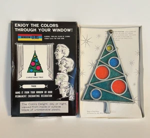 Vtg Floralier Co. Christmas Tree Window Gems Suncatcher 7.5" Hong Kong NIB - Picture 1 of 4