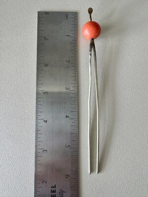 Antique Japanese Meiji Period Coral Colored Glass Bead Hairpin Hair Fork - Image 1 of 2