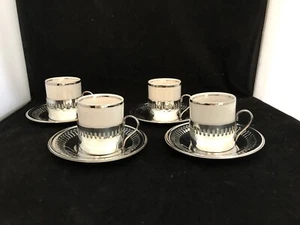 Bellini Brazil Silberteller Untertasse mit Tassenhalter Veracruz Porzellan Tasse 4er Set - Bild 1 von 5