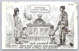 Postkarte Comic Bob Hall Heiratslizenz Büro - Bild 1 von 2