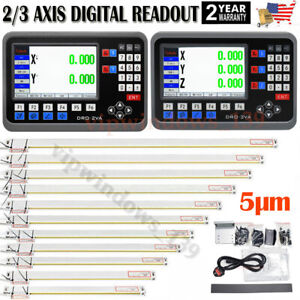 2/3 Axis LCD DRO Digital Readout 5um TTL Linear Glass Scale CNC Milling Lathe US