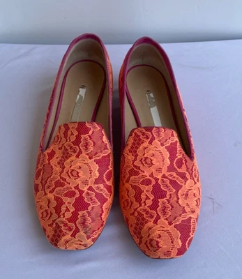 Nicholas Kirkwood Orange Lace and Red Leather Ballet Flats size 36 US 6 - Image 1 of 4