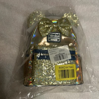 Loungefly Earidescent 金色亮片背包 迪士尼乐园 50 周年纪念 — 第 1/4 张图片