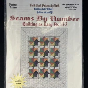 EASY Spinning Color Wheel Quilt Block Patterns Seams By Numbers With Templates - Picture 1 of 5
