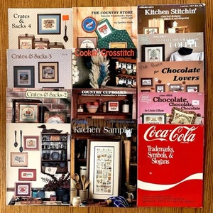 Vtg Cross Stitch Patterns Booklets Leaflets Lot 13 Food Related Projects * READ - Picture 1 of 23