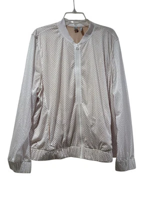 Chaqueta de malla Z by Zella Plus talla 2X blanca con bolsillos cremallera completa viaje activo Foto 1 de 4