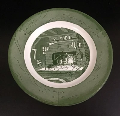 (4) Vintage Royal China Colonial Homestead Green Transferware Dinner Plates 10” - Image 1 of 4