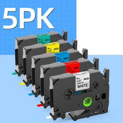 5PK Compatible con Brother P-Touch TZ211 Tze211 Cinta de Etiqueta Colorida 6mm Foto 1 de 4