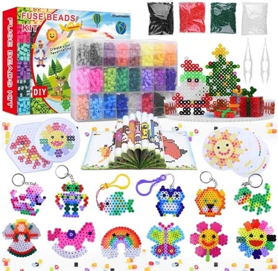 Bügelperlen Set 12000 Stück Steckperlen, Ø 5 mm, 24 Farben, mit Platten Zubehör - Bild 1 von 4