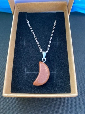 Collar Colgante Oro Arenisca Cristal Luna Tendencia Regalo Para Mujer  Foto 1 de 4