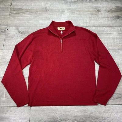 Smartwool Sweater Mens Large Red Merino Wool Quarter Zip Mock Neck Pullover - Image 1 of 4