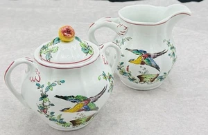 Vintage Spode Chelsea Birds Redline Creamer & Sugar Bowl - Picture 1 of 5